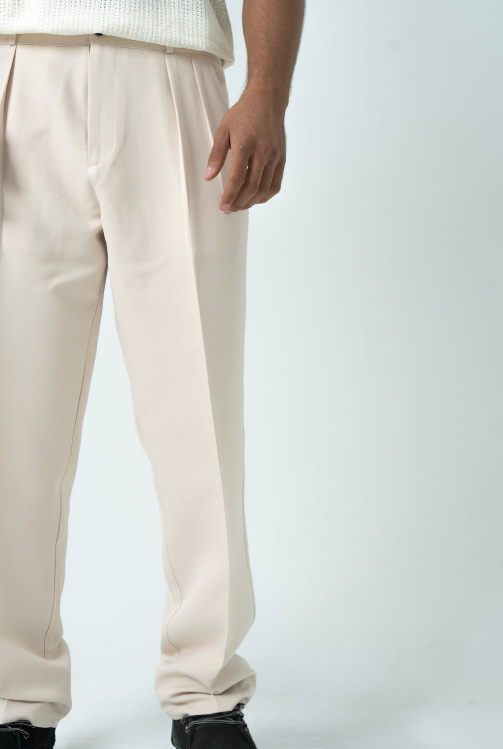 Beige Pleated Pants
