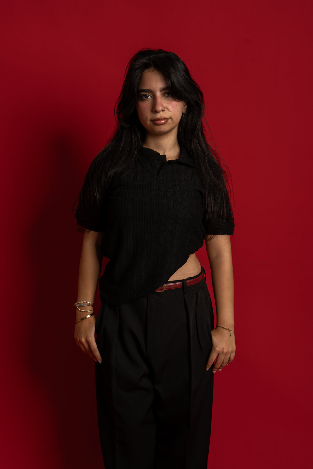 Black Knit Polo
